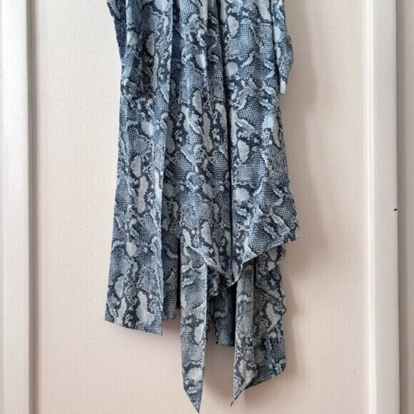 Zadig & Voltaire Roy Asymmetric Snake Print Silk Dress in Bleu - Picture 8 of 12